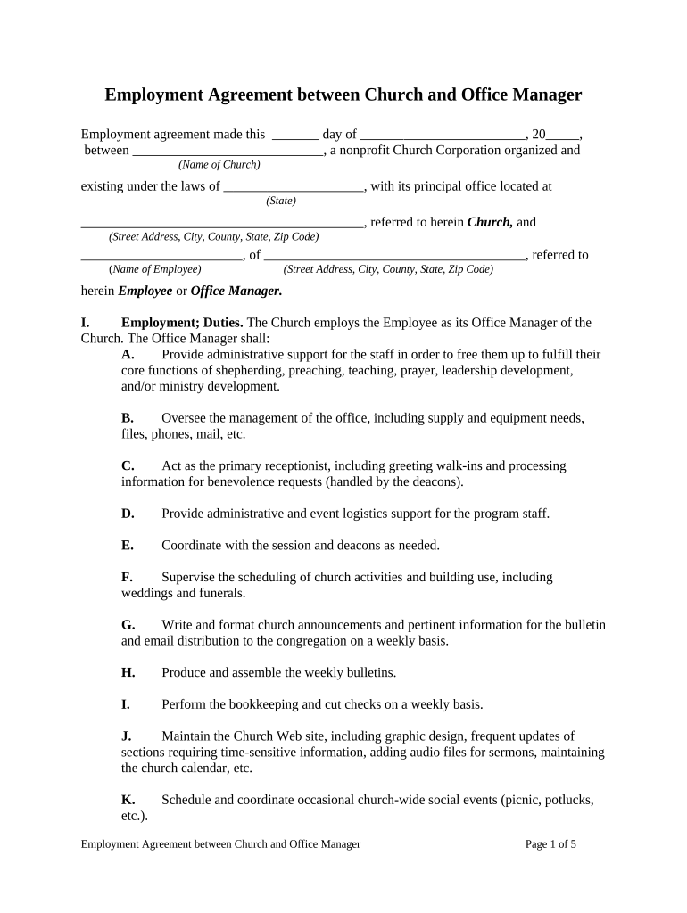 Employment Agreement between  Form