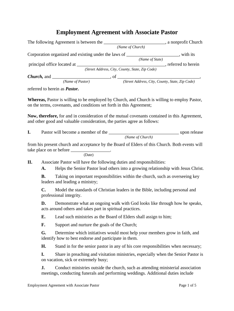 Pastor Independent Contractor Form