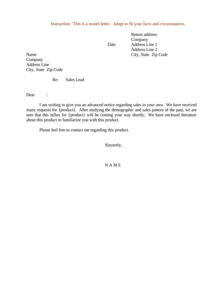 Sample Letter Sales  Form