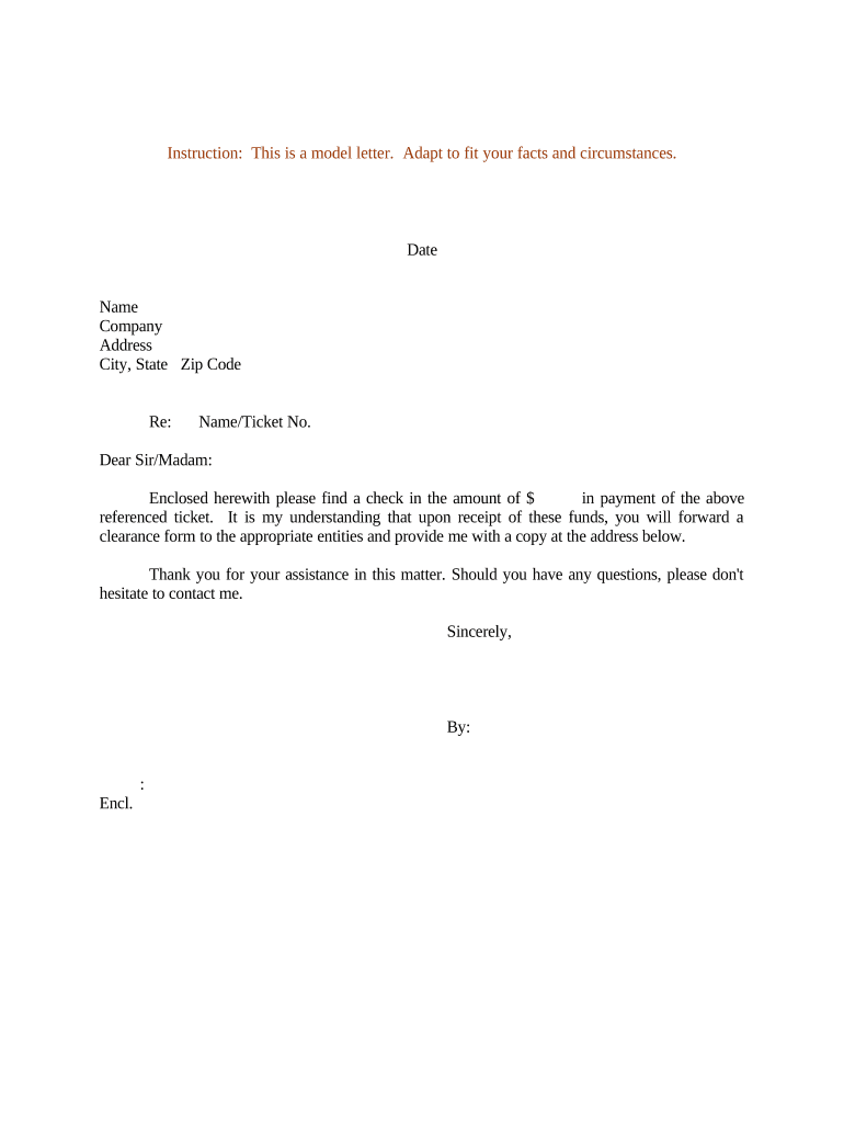 Letter Ticket Template  Form