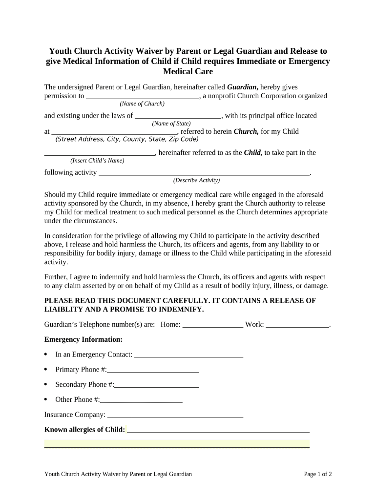 Activity Release  Form