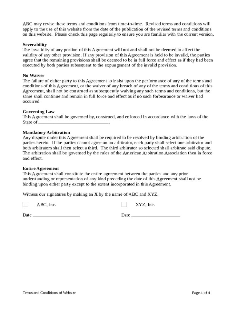Terms Conditions Website Template  Form