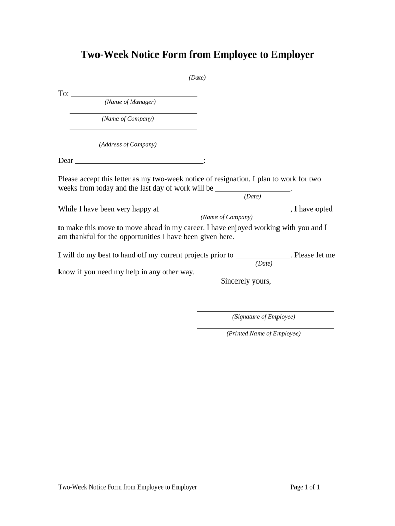 Two Week Notice  Form