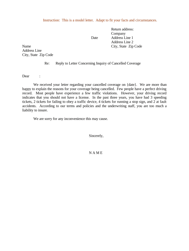 Sample Letter Reply  Form