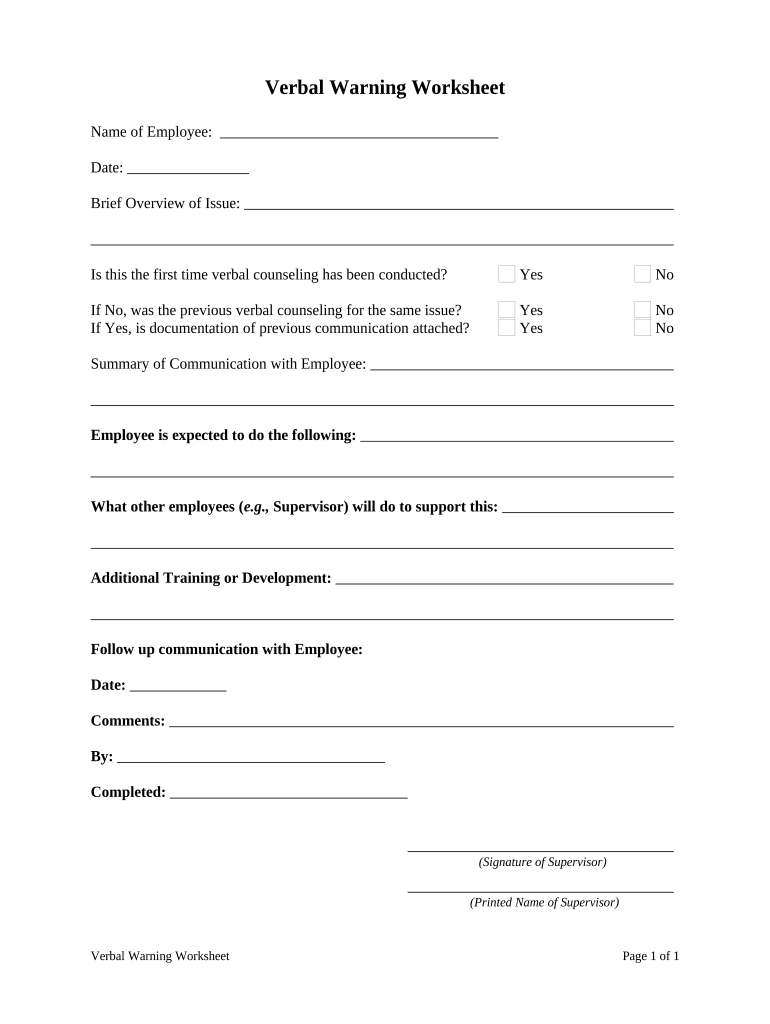 Warning Worksheet  Form