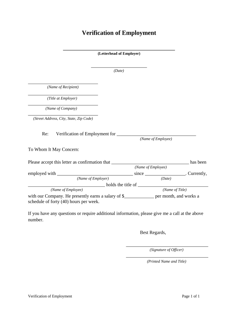 Verification Employment  Form
