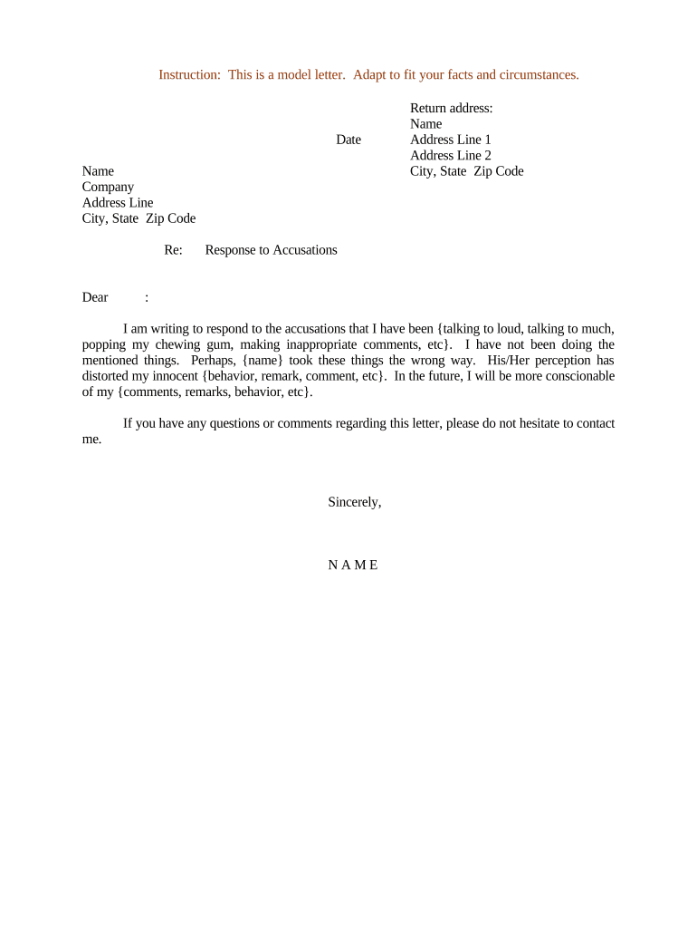 Sample Letter Response  Form
