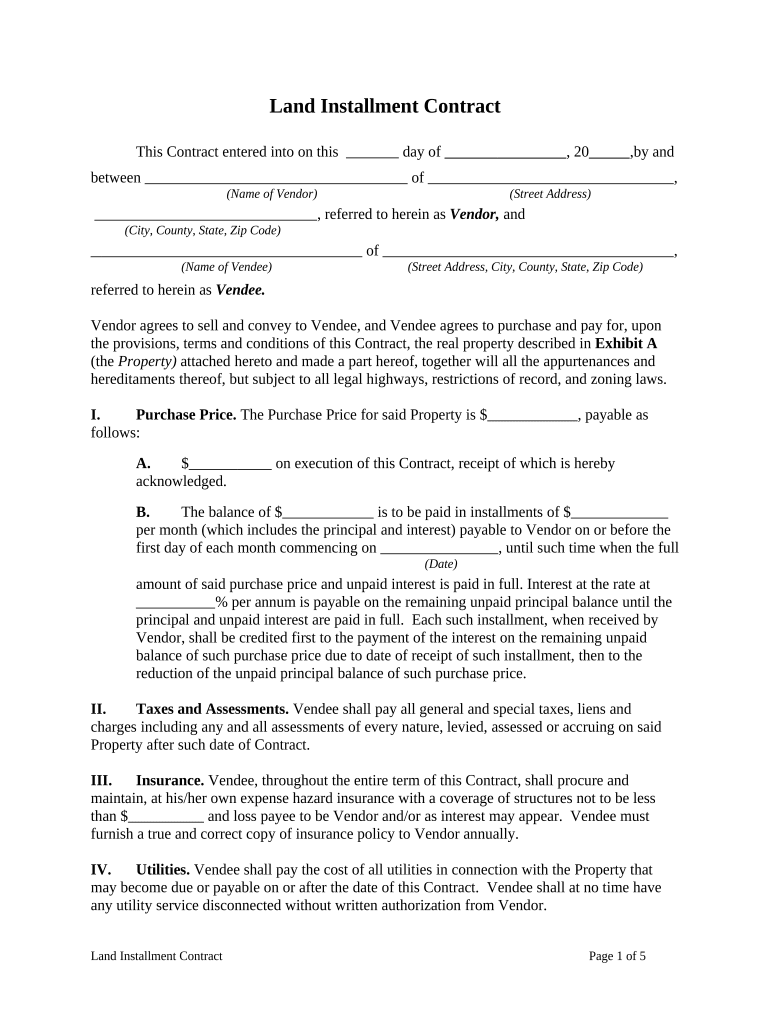 Installment Contract PDF  Form