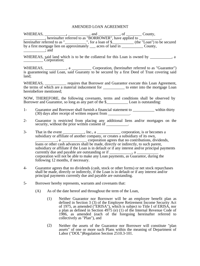 Amended Loan Agreement  Form