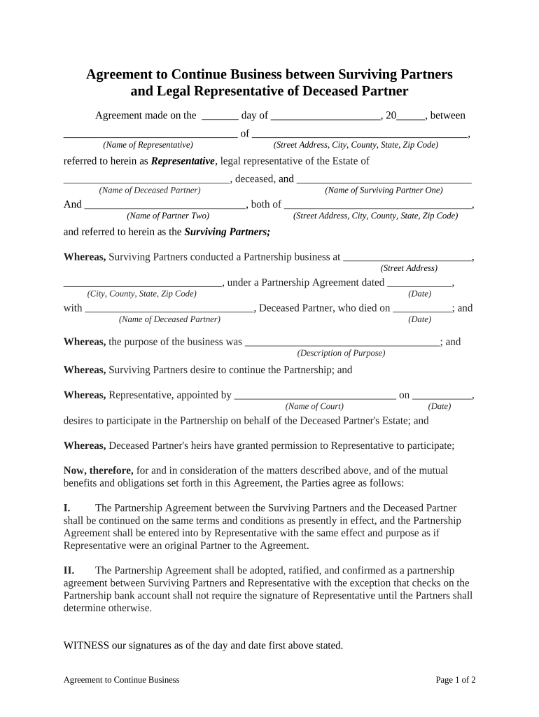 Agreement Business between  Form