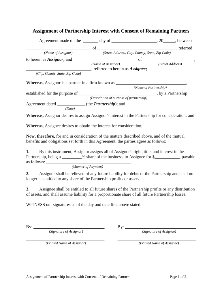 Assignment Partnership  Form