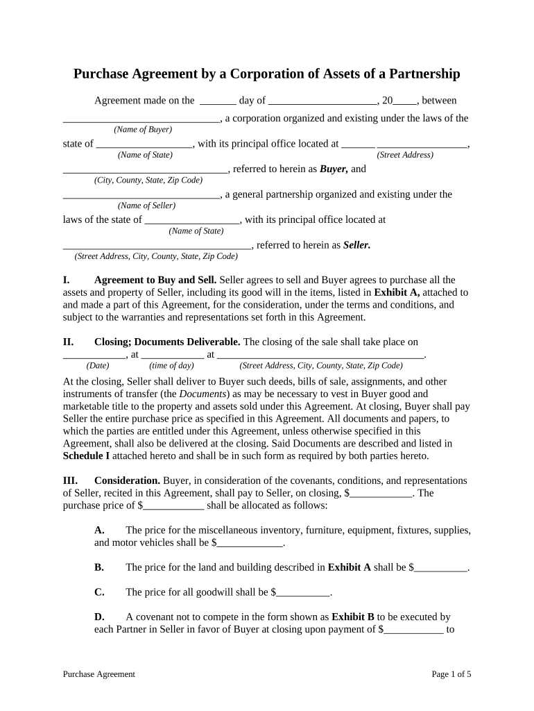 Corporation Assets  Form