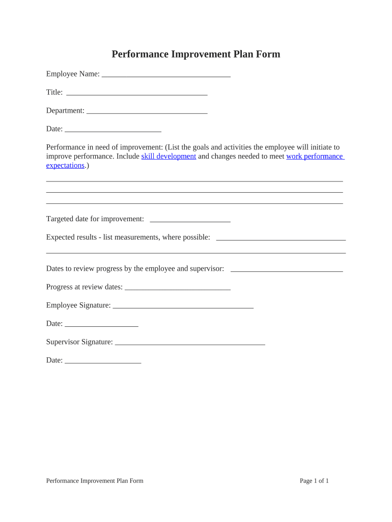 Improvement Plan Template  Form