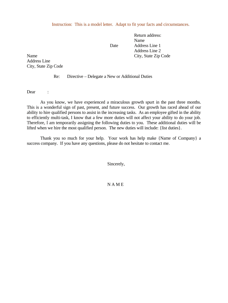 Delegate Duties  Form