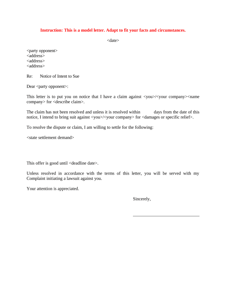 Letter Demand Statement  Form