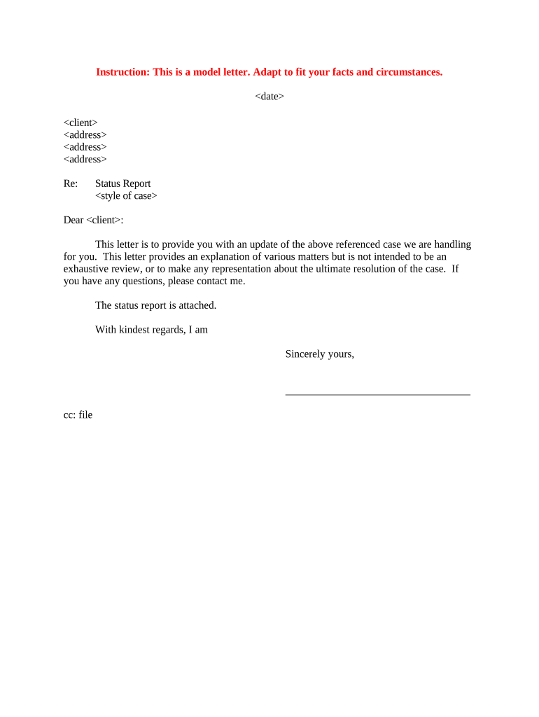 Status Update Letter Sample  Form