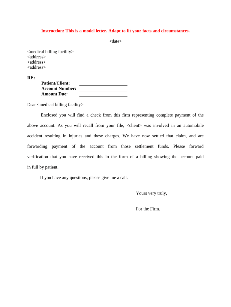 Letter Regarding Payment  Form