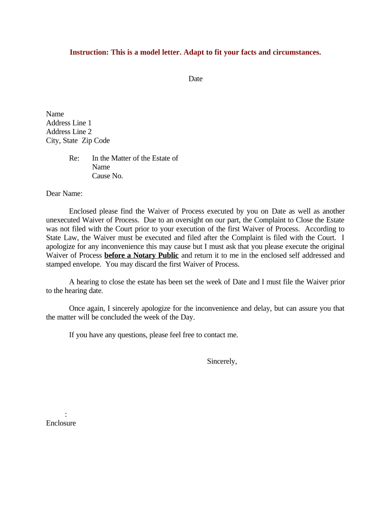 Sample Letter Waiver  Form