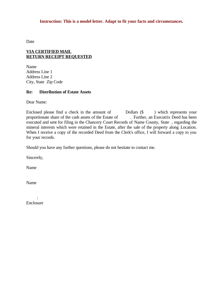 Distribution Estate Assets  Form