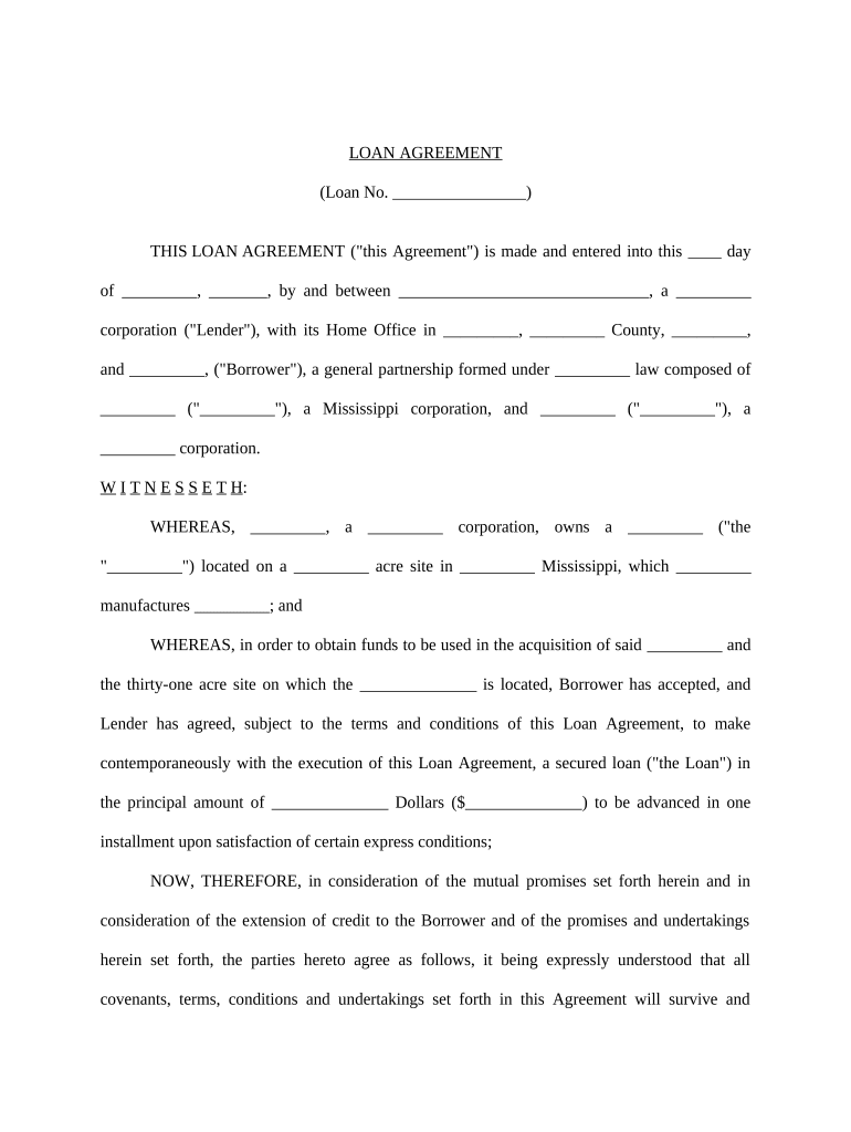 Loan Agreement Form Sample