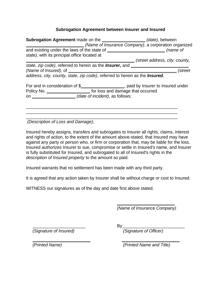 Subrogation  Form