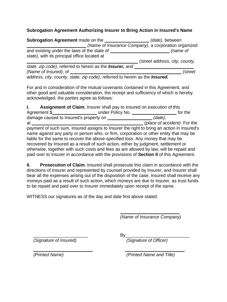 Subrogation Form