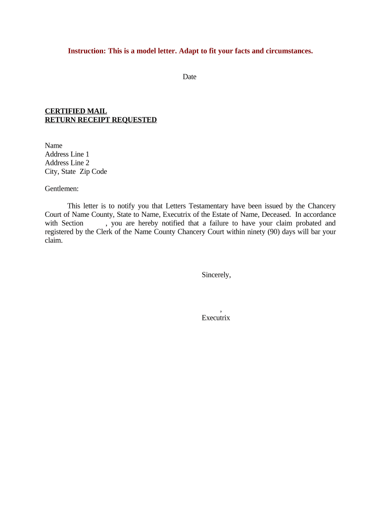 Letter of Administration  Form