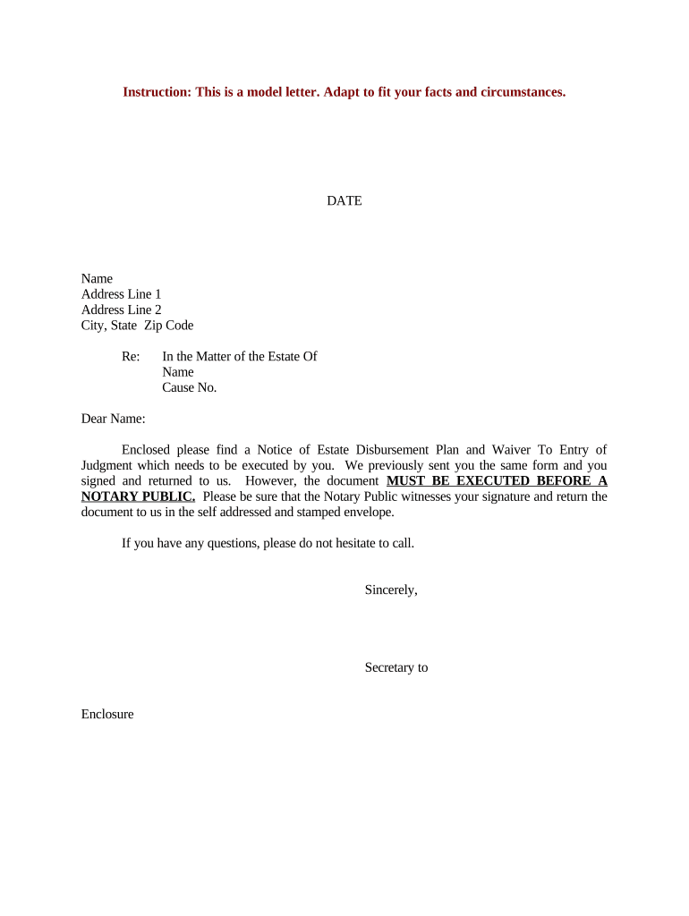 Letter Disbursement Template  Form