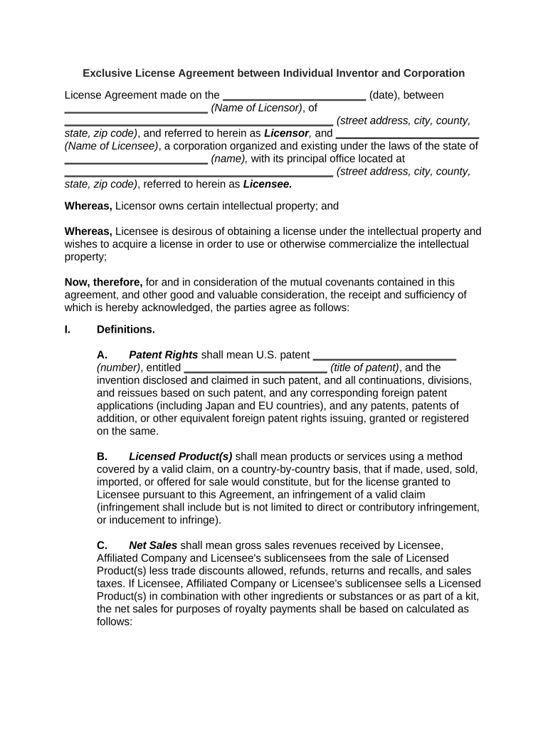 Agreement between Individual  Form