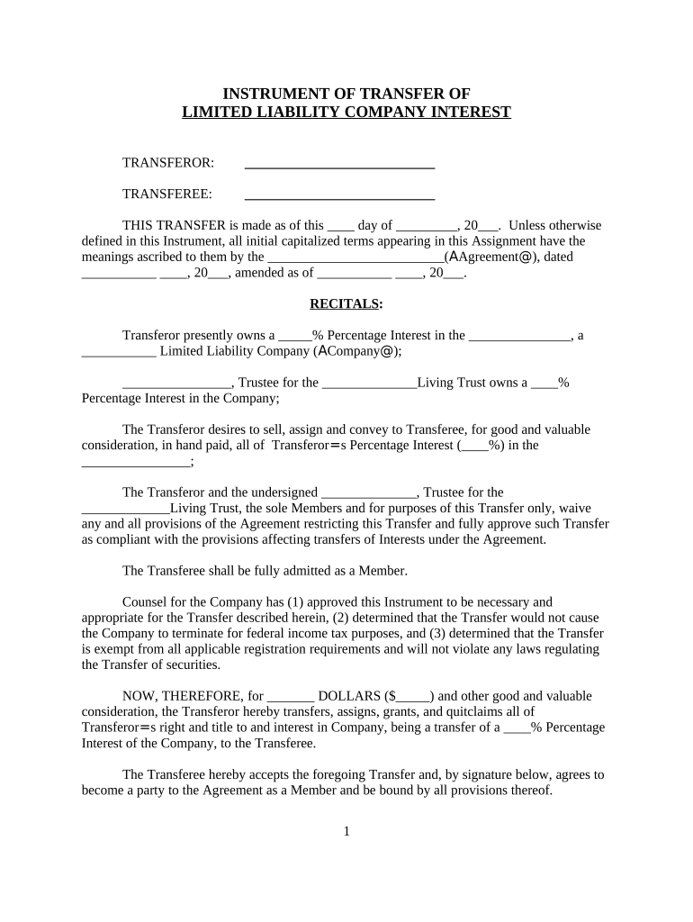 assignment of interest form pdf