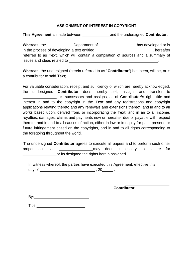 Assignment Copyright Form