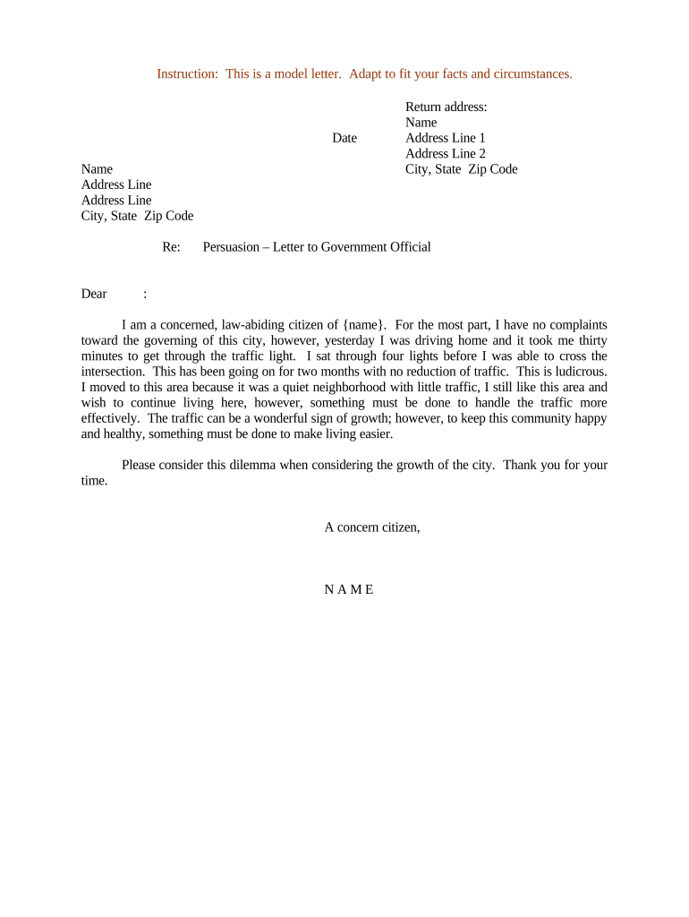 Letter Government Official Sample  Form