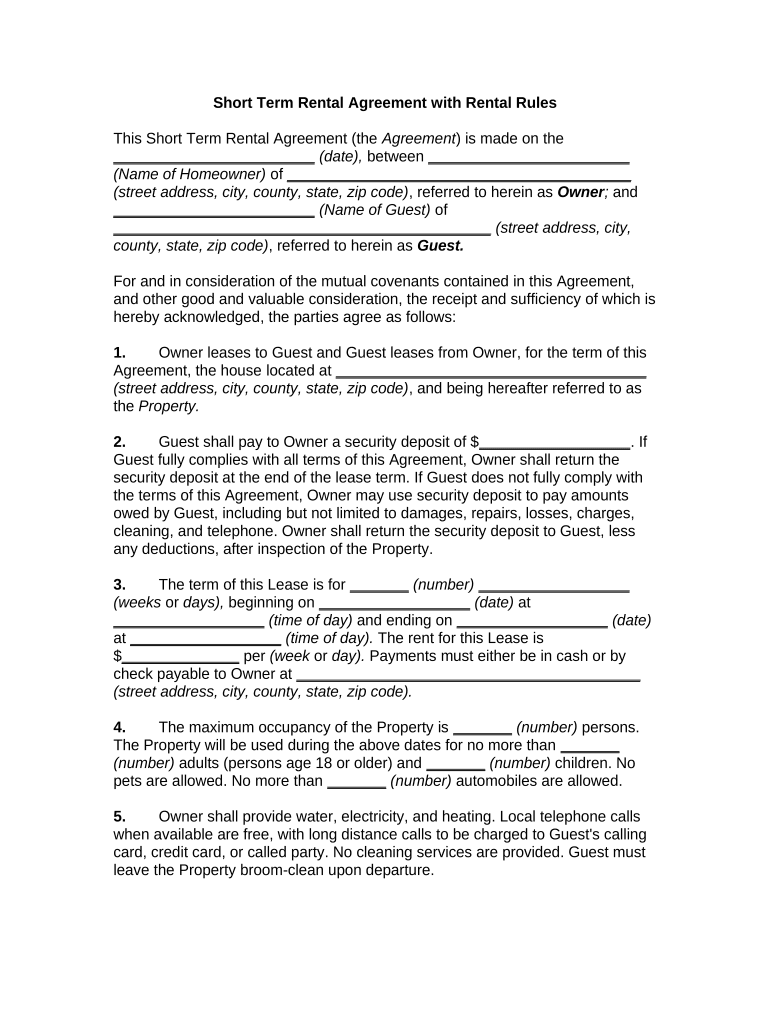 Rental Rules Tenant  Form