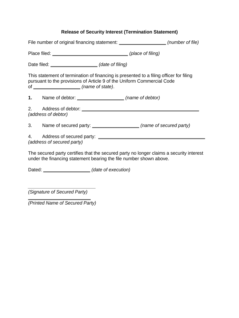 Release Interest  Form