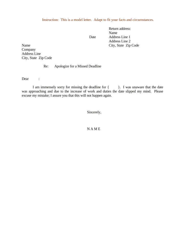 Sample Missed Deadline  Form