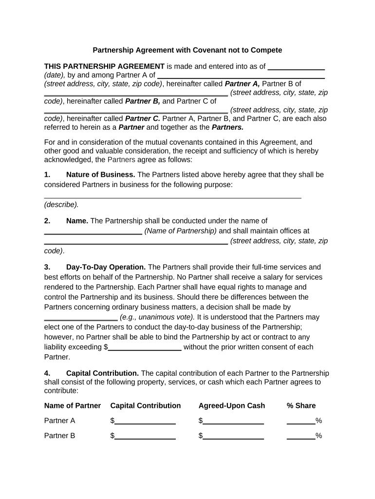 Partnership Agreement with  Form