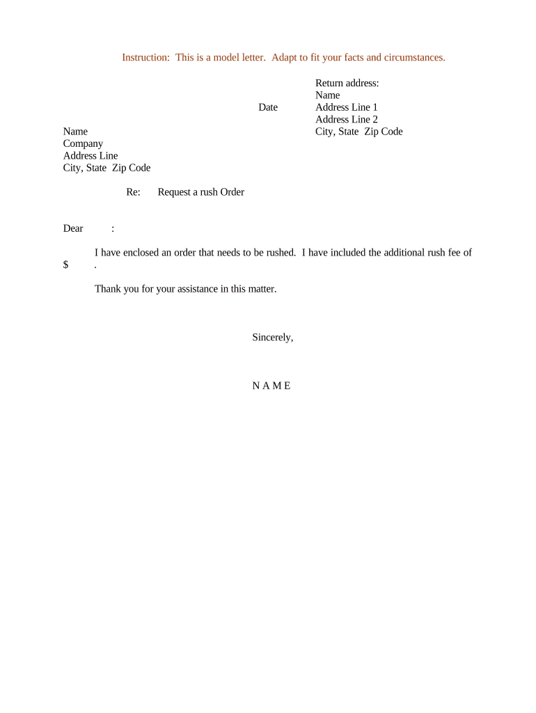 Sample Letter Order  Form