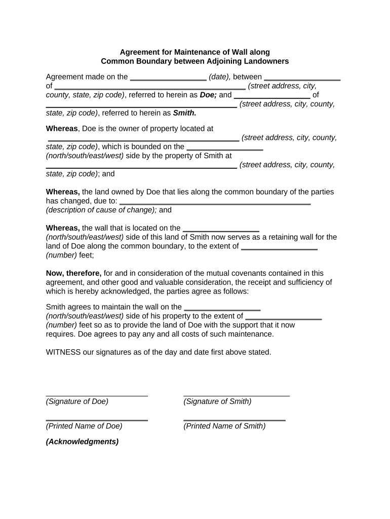 Adjoining Landowners  Form