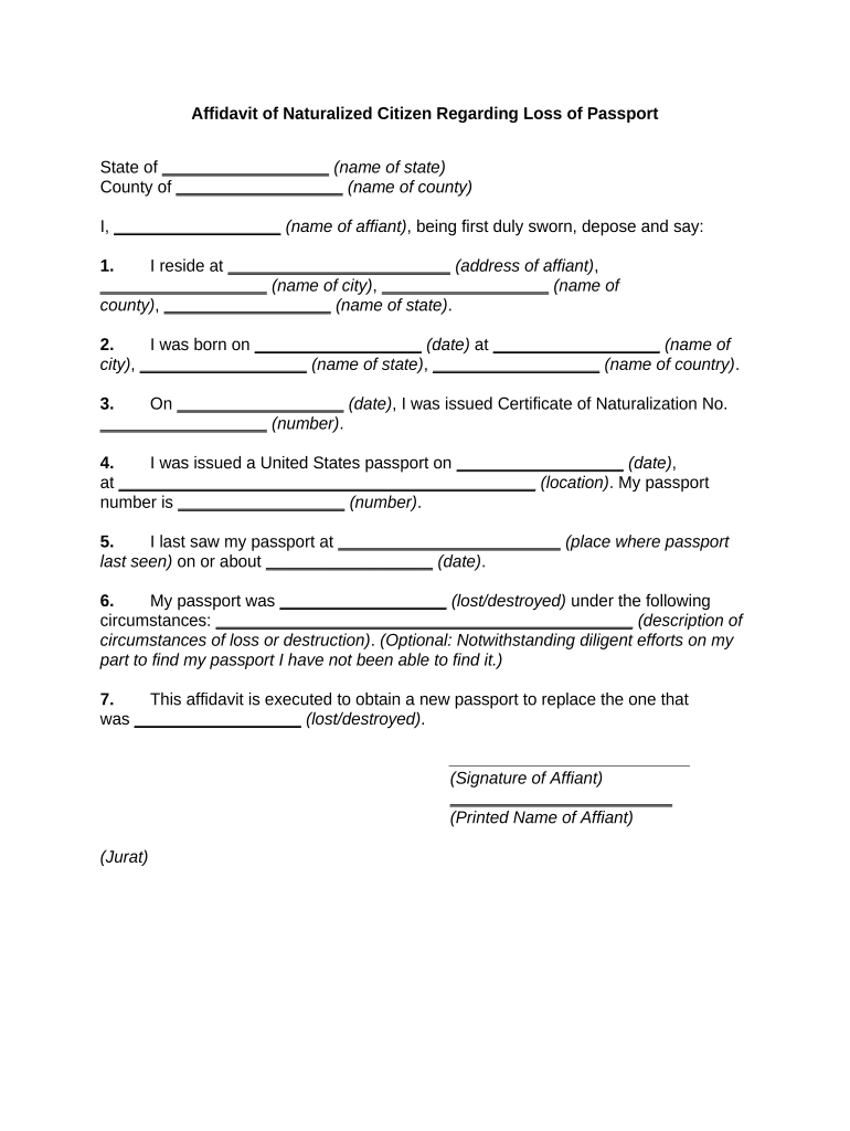 Naturalized Passport  Form