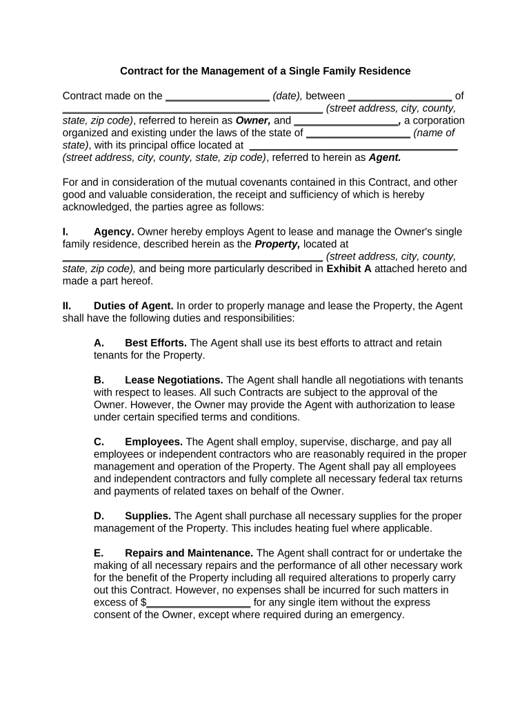 Single Family Residence  Form