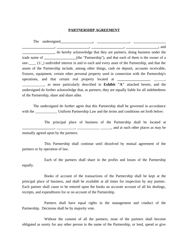 Partnership Agreement Form Template