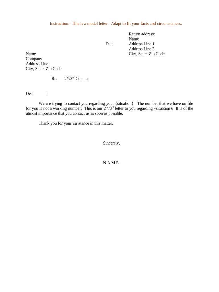Attempt to Contact Template  Form