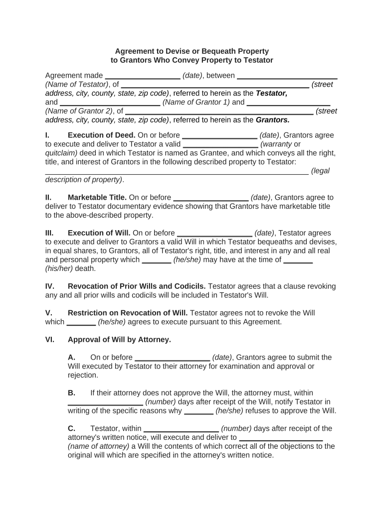 Bequeath Property  Form