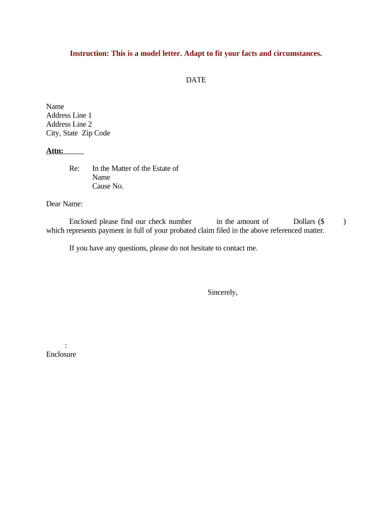 Letter Payment Claim  Form