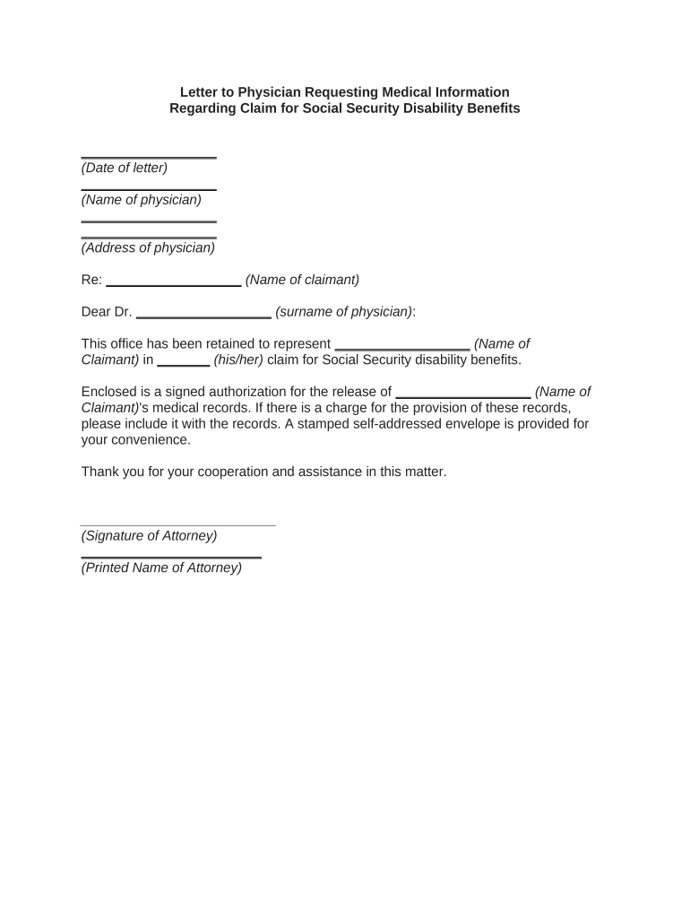 Letter Requesting Medical  Form