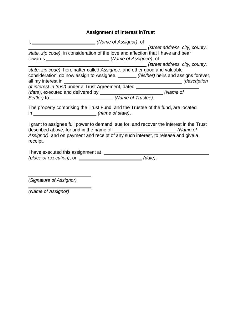 assignment of working interest form