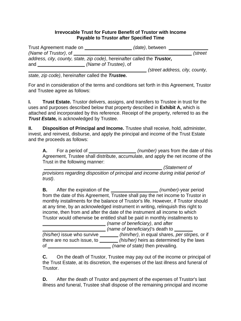 Irrevocable Income  Form