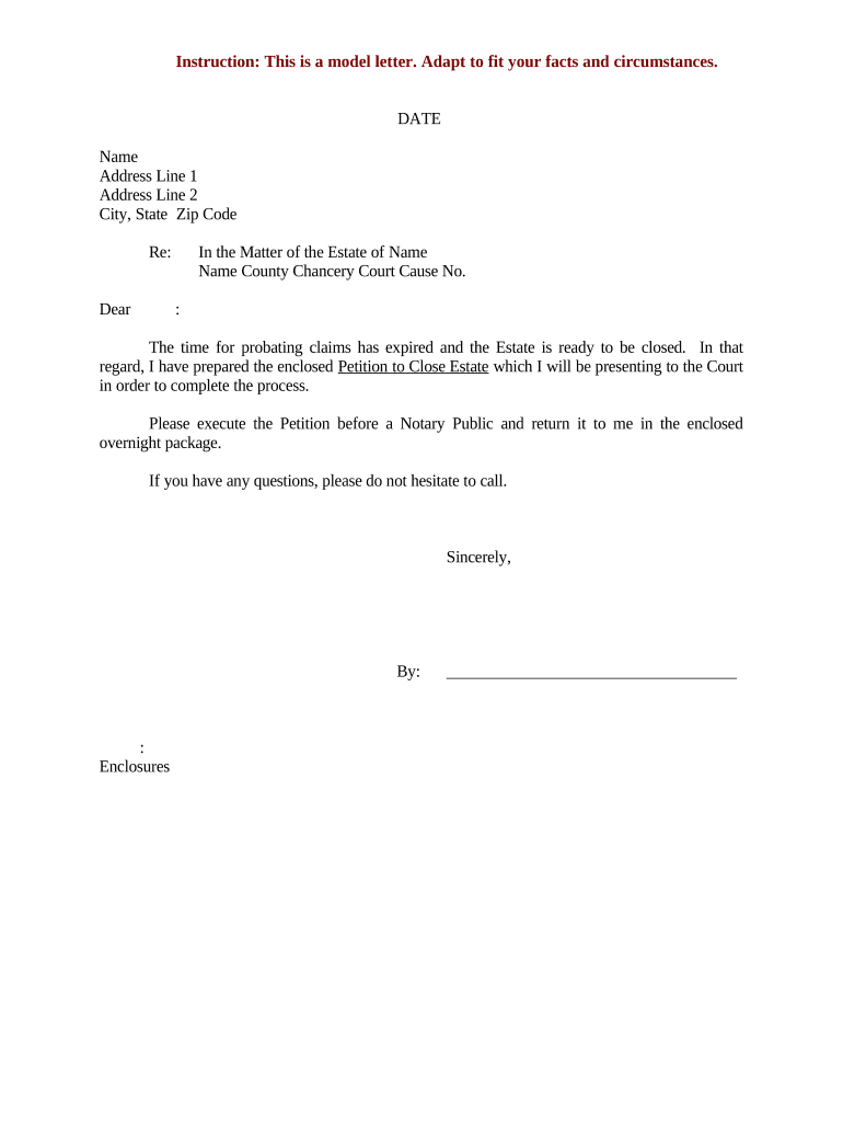 Closing Estate  Form