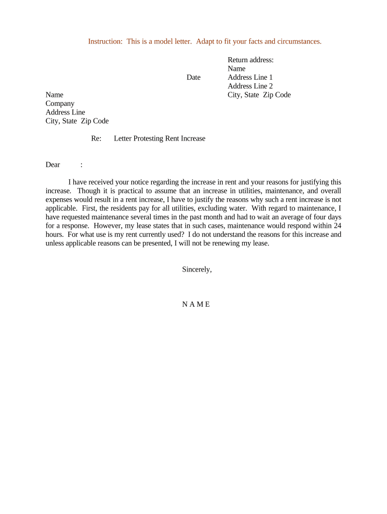 Rent Increase  Form