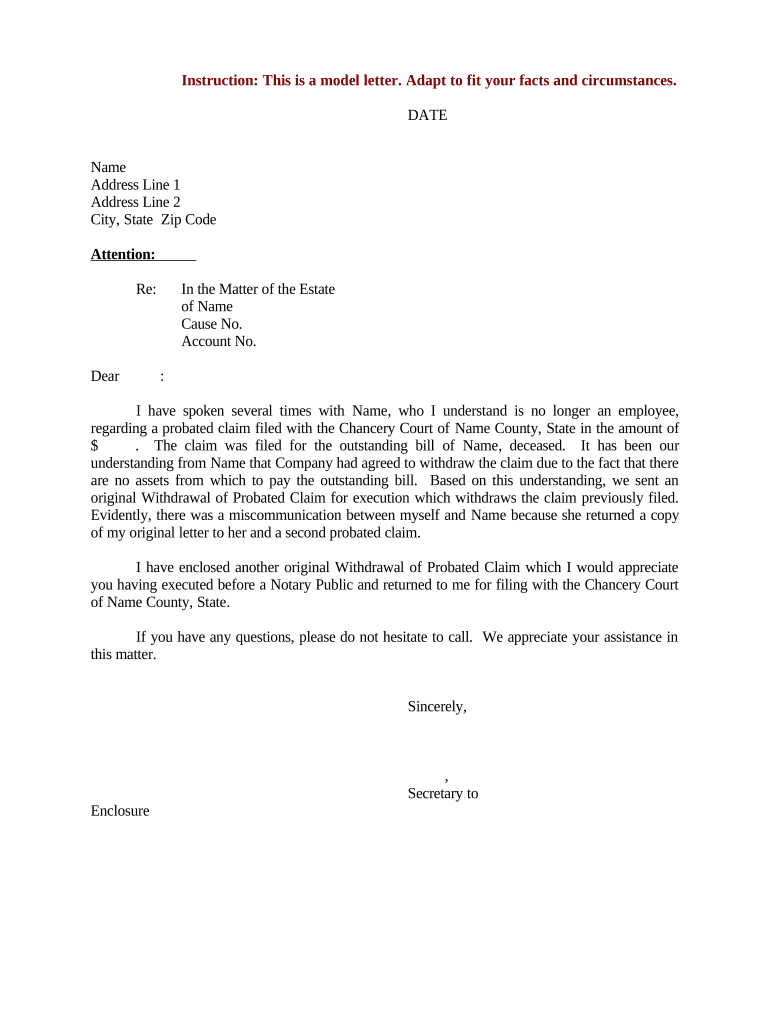 Sample Letter Deceased  Form